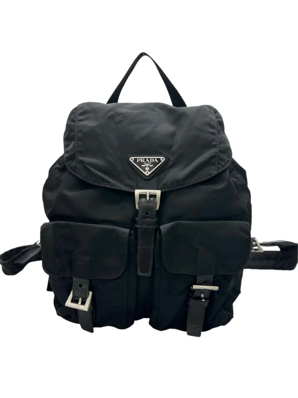 Prada Triangle Logo Backpack Nylon Black